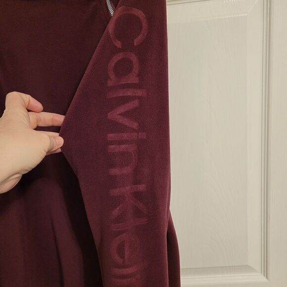 Calvin Klein Pullover Top Women's Fleece Mock Zip Neck‎ Merlot Purple - Picture 4 of 7